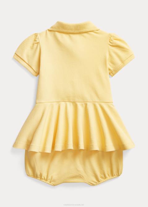 Baby Ralph Lauren Stretch Mesh Peplum Polo Shortall 4DJ28140 Corn Yellow