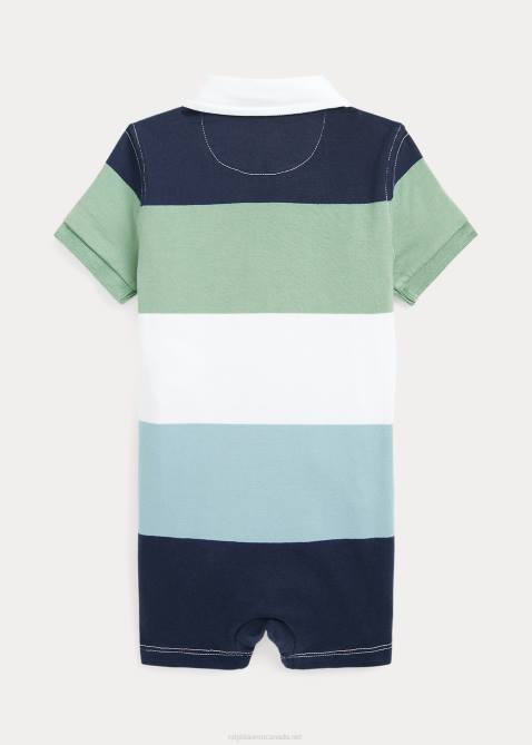 Baby Ralph Lauren Striped Jersey Rugby Shortall 4DJ27663 Faded Mint Multi