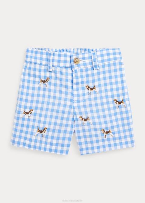 Baby Ralph Lauren Embroidered Plaid Flex Abrasion Short 4DJ27918 Blue Gingham