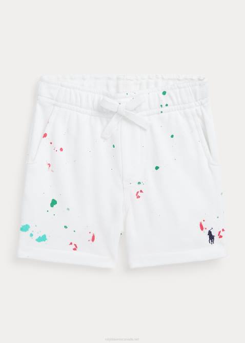 Baby Ralph Lauren Paint Splatter-Print Spa Terry Short 4DJ27929 White