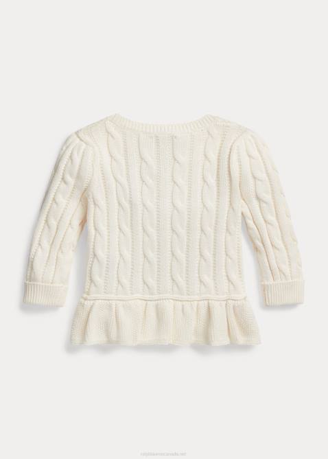 Baby Ralph Lauren Cable Cotton Peplum Cardigan 4DJ210036 Clubhouse Cream