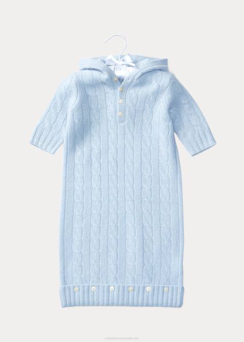 Baby Ralph Lauren Cable-Knit Cashmere Bunting 4DJ27754 Pearl Blue