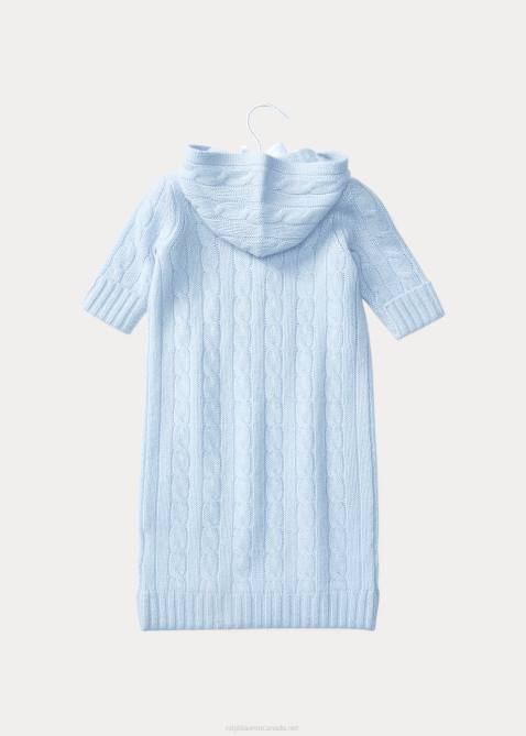 Baby Ralph Lauren Cable-Knit Cashmere Bunting 4DJ27754 Pearl Blue