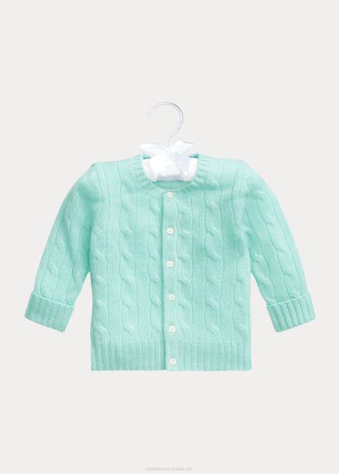 Baby Ralph Lauren Cable-Knit Cashmere Cardigan 4DJ28002 Turquoise