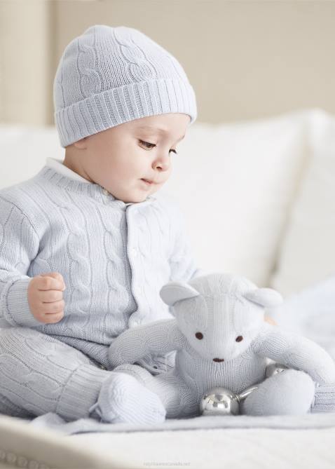 Baby Ralph Lauren Cable-Knit Cashmere Cardigan 4DJ28003 Pearl Blue