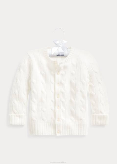 Baby Ralph Lauren Cable-Knit Cashmere Cardigan 4DJ28005 Warm White