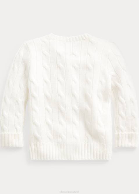 Baby Ralph Lauren Cable-Knit Cashmere Cardigan 4DJ28005 Warm White