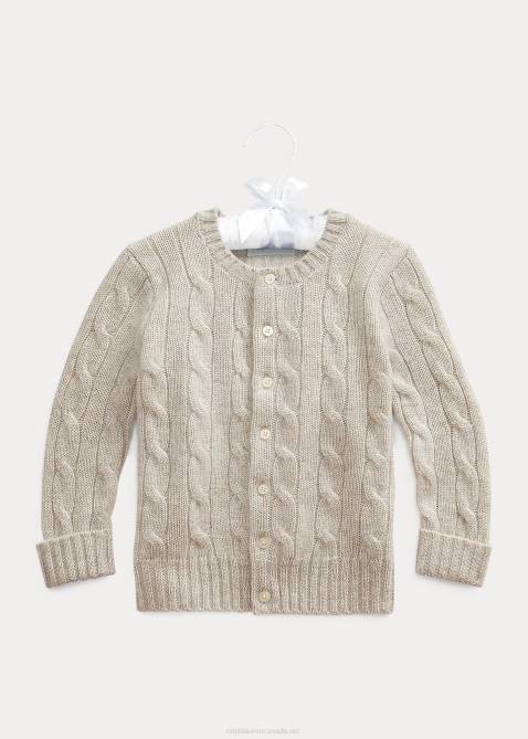 Baby Ralph Lauren Cable-Knit Cashmere Cardigan 4DJ28006 Light Grey Heather