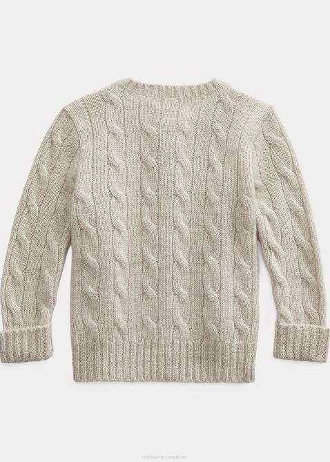 Baby Ralph Lauren Cable-Knit Cashmere Cardigan 4DJ28006 Light Grey Heather