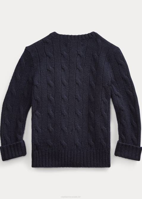 Baby Ralph Lauren Cable-Knit Cashmere Cardigan 4DJ28007 College Navy