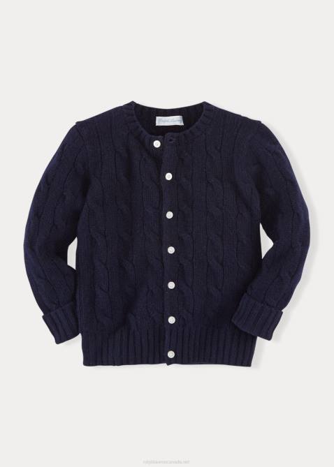 Baby Ralph Lauren Cable-Knit Cashmere Cardigan 4DJ28007 College Navy