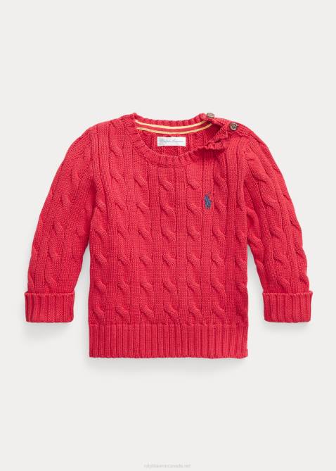 Baby Ralph Lauren Cable-Knit Cotton Sweater 4DJ28315 Starboard Red