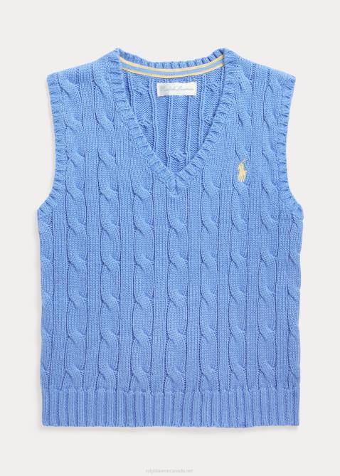 Baby Ralph Lauren Cable-Knit Cotton Sweater Vest 4DJ28324 Harbor Island Blue