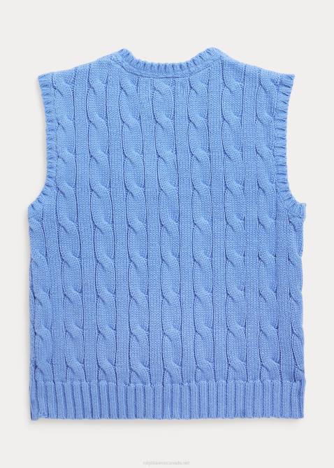 Baby Ralph Lauren Cable-Knit Cotton Sweater Vest 4DJ28324 Harbor Island Blue