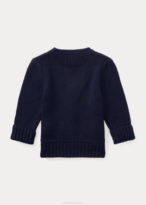 Baby Ralph Lauren Cotton V-Neck Cardigan 4DJ27993 Refined Navy