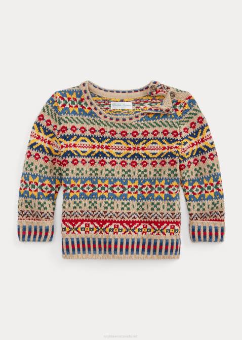 Baby Ralph Lauren Fair Isle Cotton-Blend Sweater 4DJ28321 Multi Fairisle