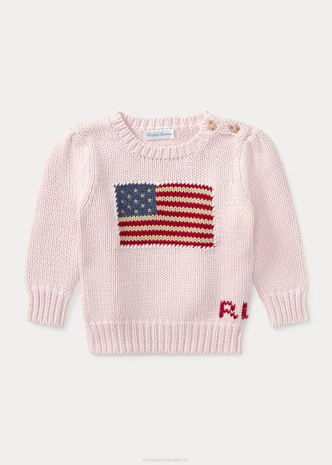 Baby Ralph Lauren Flag Cotton Sweater 4DJ27986 Acacia Pink