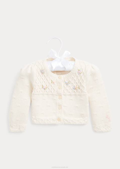 Baby Ralph Lauren Floral Cotton Cardigan 4DJ28011 Clubhouse Cream