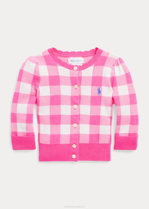 Baby Ralph Lauren Gingham Cotton Cardigan 4DJ28323 Delicate Pink