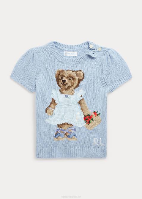 Baby Ralph Lauren Polo Bear Cotton Short-Sleeve Sweater 4DJ27991 Estate Blue