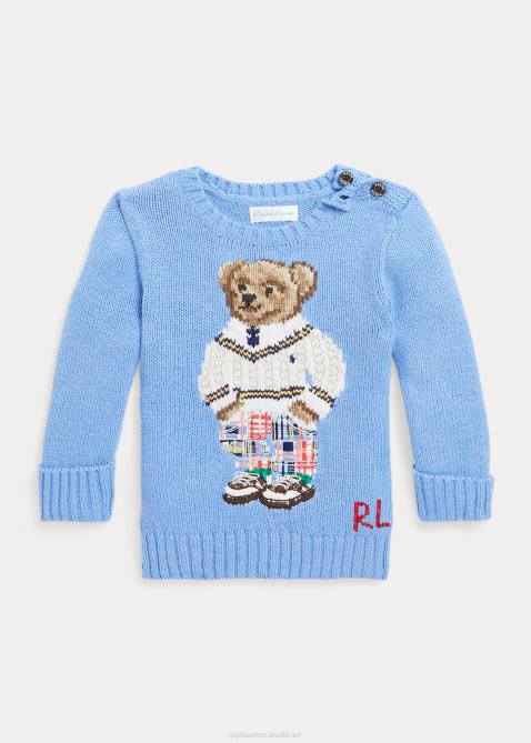 Baby Ralph Lauren Polo Bear Cotton Sweater 4DJ27988 Soft Royal Preppy Bear