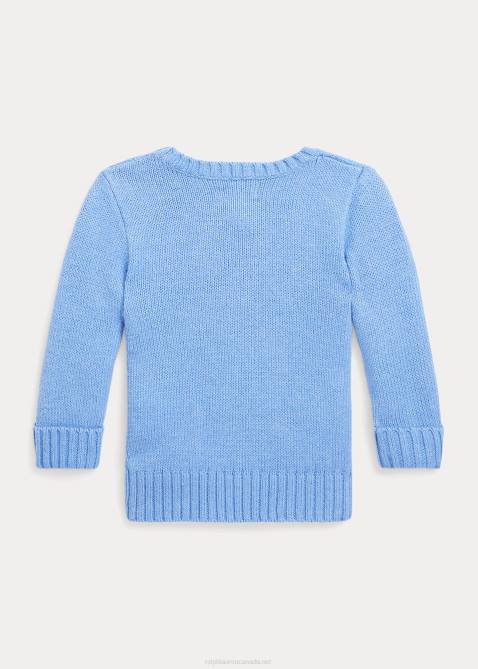 Baby Ralph Lauren Polo Bear Cotton Sweater 4DJ27988 Soft Royal Preppy Bear