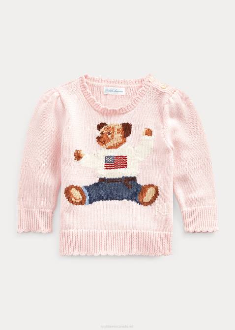 Baby Ralph Lauren Polo Bear Cotton Sweater 4DJ27990 Acacia Pink