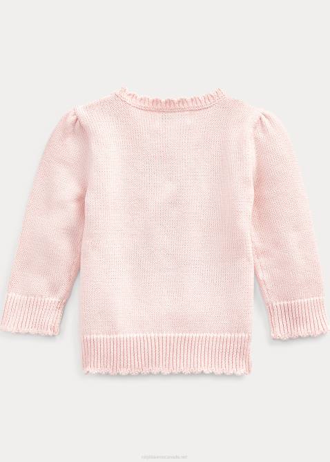 Baby Ralph Lauren Polo Bear Cotton Sweater 4DJ27990 Acacia Pink