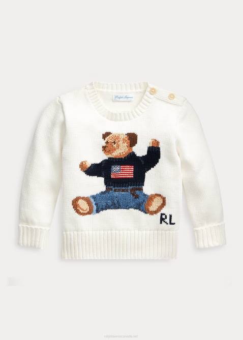 Baby Ralph Lauren Sitting Bear Cotton Sweater 4DJ27987 Nevis