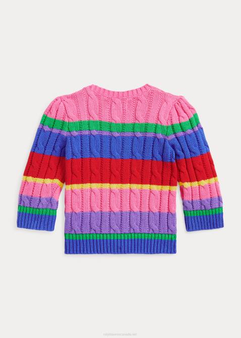Baby Ralph Lauren Striped Cable-Knit Cotton Sweater 4DJ27989 New Irish Multi