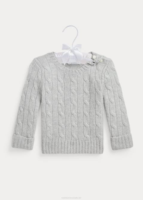 Baby Ralph Lauren The Iconic Cable-Knit Cashmere Sweater 4DJ27994 Medium Grey Heather