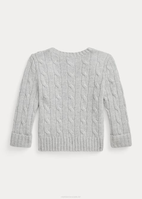 Baby Ralph Lauren The Iconic Cable-Knit Cashmere Sweater 4DJ27994 Medium Grey Heather
