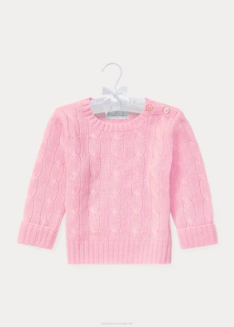 Baby Ralph Lauren The Iconic Cable-Knit Cashmere Sweater 4DJ27995 Carmel Pink