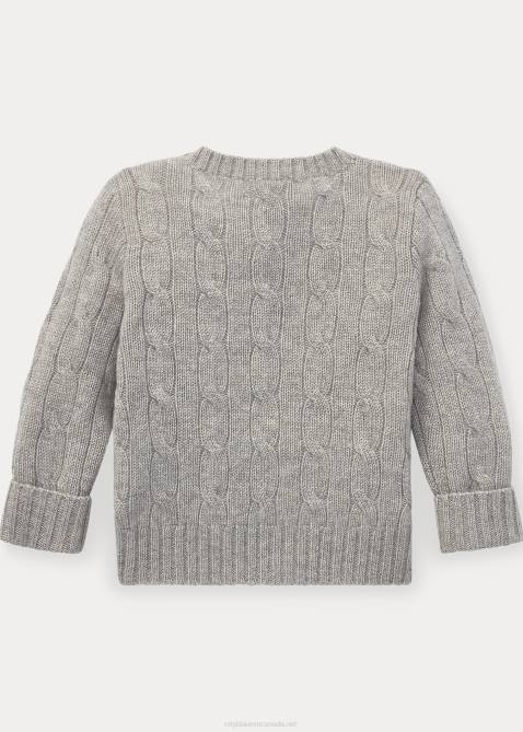 Baby Ralph Lauren The Iconic Cable-Knit Cashmere Sweater 4DJ27997 Light Grey Heather