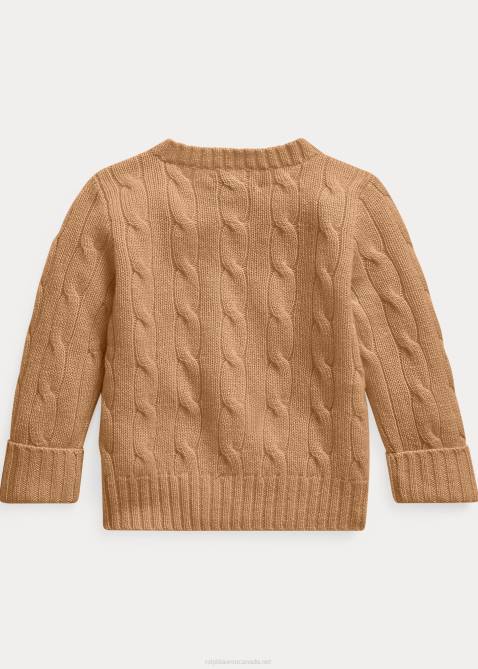 Baby Ralph Lauren The Iconic Cable-Knit Cashmere Sweater 4DJ27998 New Camel Melange