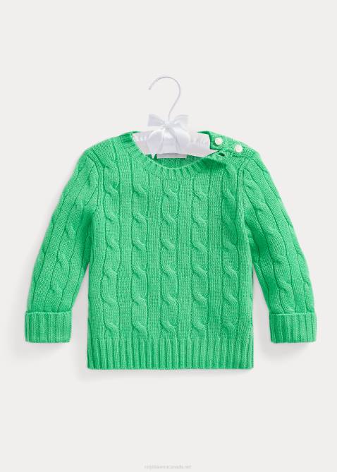 Baby Ralph Lauren The Iconic Cable-Knit Cashmere Sweater 4DJ28001 Tiller Green
