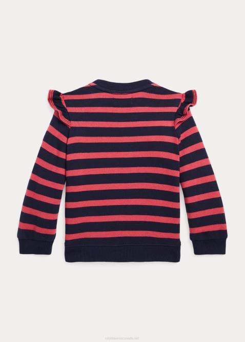 Baby Ralph Lauren Striped Ruffled Spa Terry Sweatshirt 4DJ28304 Chili Pepper Multi