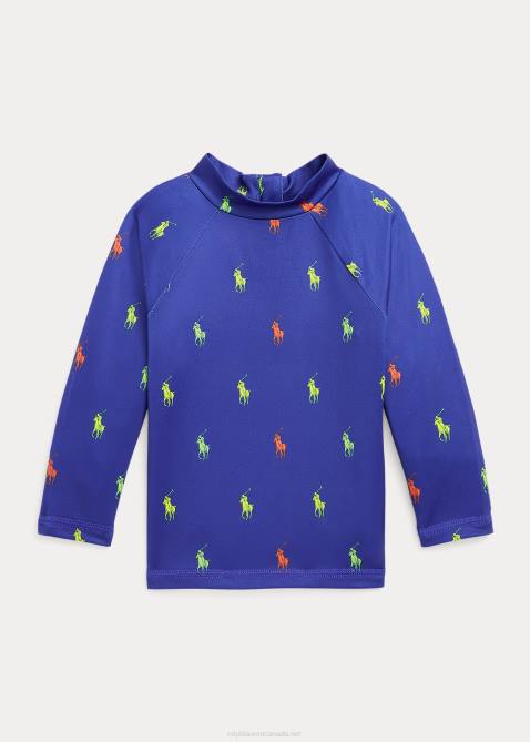 Baby Ralph Lauren Polo Pony Performance Jersey Rash Guard 4DJ27951 Royal Schiffli Print