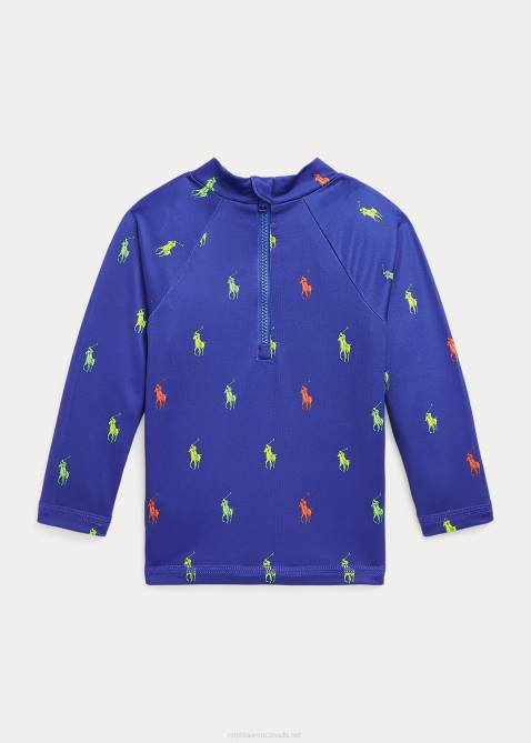 Baby Ralph Lauren Polo Pony Performance Jersey Rash Guard 4DJ27951 Royal Schiffli Print