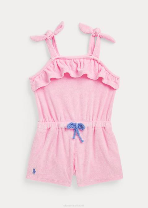 Baby Ralph Lauren Ruffled Terry Romper 4DJ27955 Carmel Pink