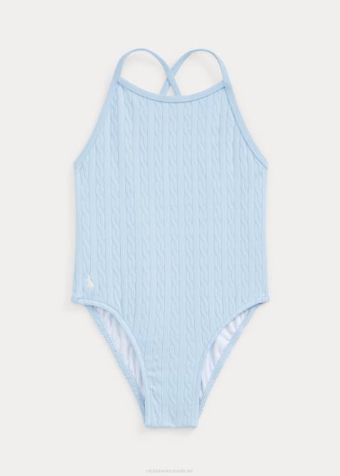 Baby Ralph Lauren Stretch Jacquard One-Piece Swimsuit 4DJ27939 Office Blue