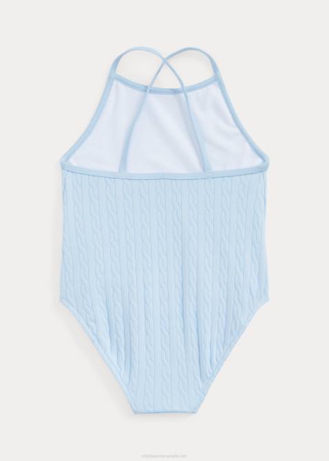 Baby Ralph Lauren Stretch Jacquard One-Piece Swimsuit 4DJ27939 Office Blue