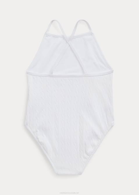 Baby Ralph Lauren Stretch Jacquard One-Piece Swimsuit 4DJ27940 White