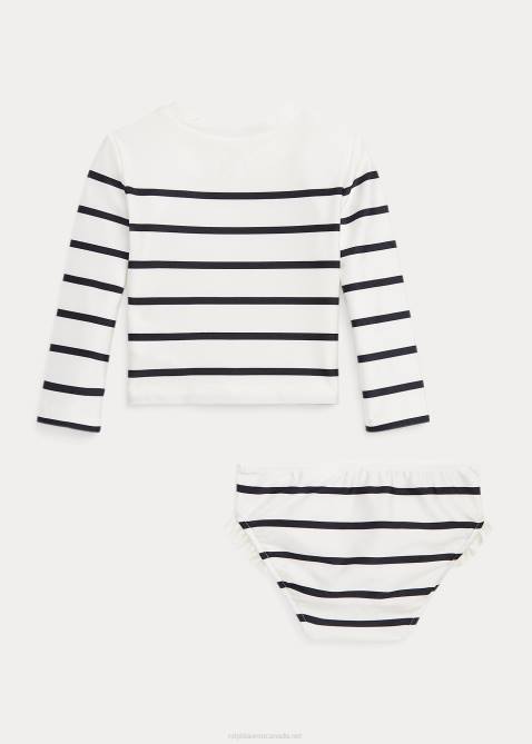 Baby Ralph Lauren Striped Stretch Two-Piece Swimsuit 4DJ27946 Deckwash White/Navy