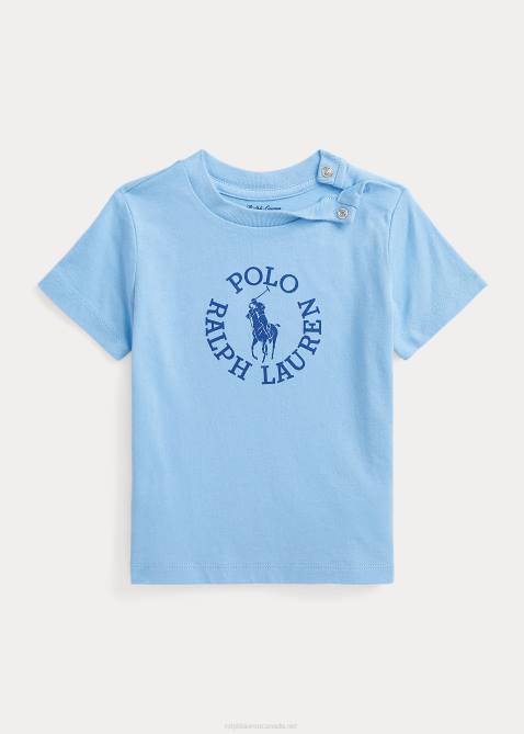 Baby Ralph Lauren Big Pony Logo Cotton Jersey Tee 4DJ27880 Powder Blue