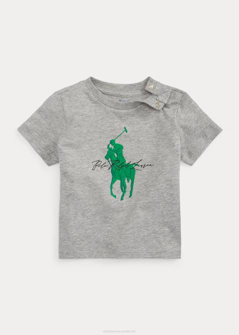 Baby Ralph Lauren Big Pony Logo Cotton Jersey Tee 4DJ28258 Andover Heather