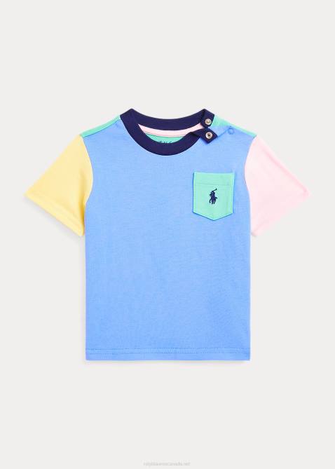Baby Ralph Lauren Color-Blocked Cotton Pocket Tee 4DJ28274 Harbor Island Blue Multi