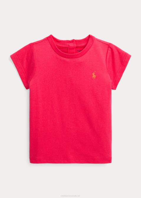 Baby Ralph Lauren Cotton Jersey Crewneck Tee 4DJ28270 Vibrant Pink