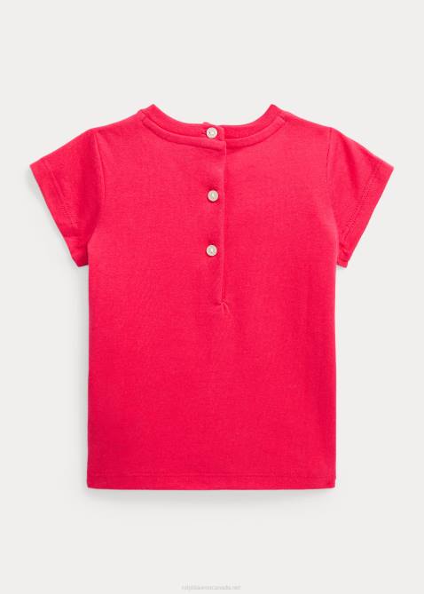 Baby Ralph Lauren Cotton Jersey Crewneck Tee 4DJ28270 Vibrant Pink