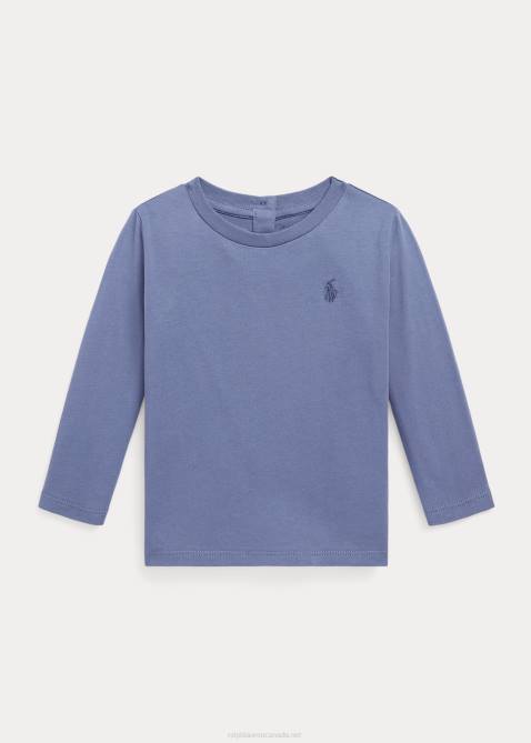 Baby Ralph Lauren Cotton Jersey Long-Sleeve Tee 4DJ28275 Capri Blue